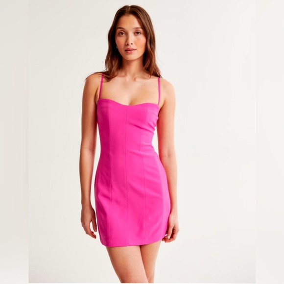 Hot Pink Corset Clasp-Back Mini Dresss - Picture 2 of 8